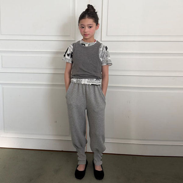 Ellymoly Button Wrap Pants <Black/Mealange> *5–15*