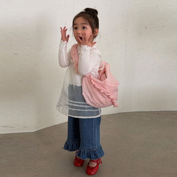 Ellymoly Jelly Frill Denim Pants <Med Blue> *5–15*