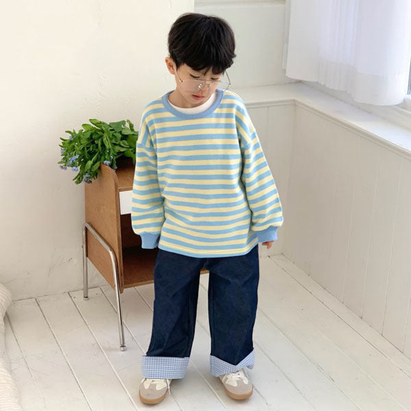Bailey Check Roll-Up Pants <Dark Jean> *XS–2XL*