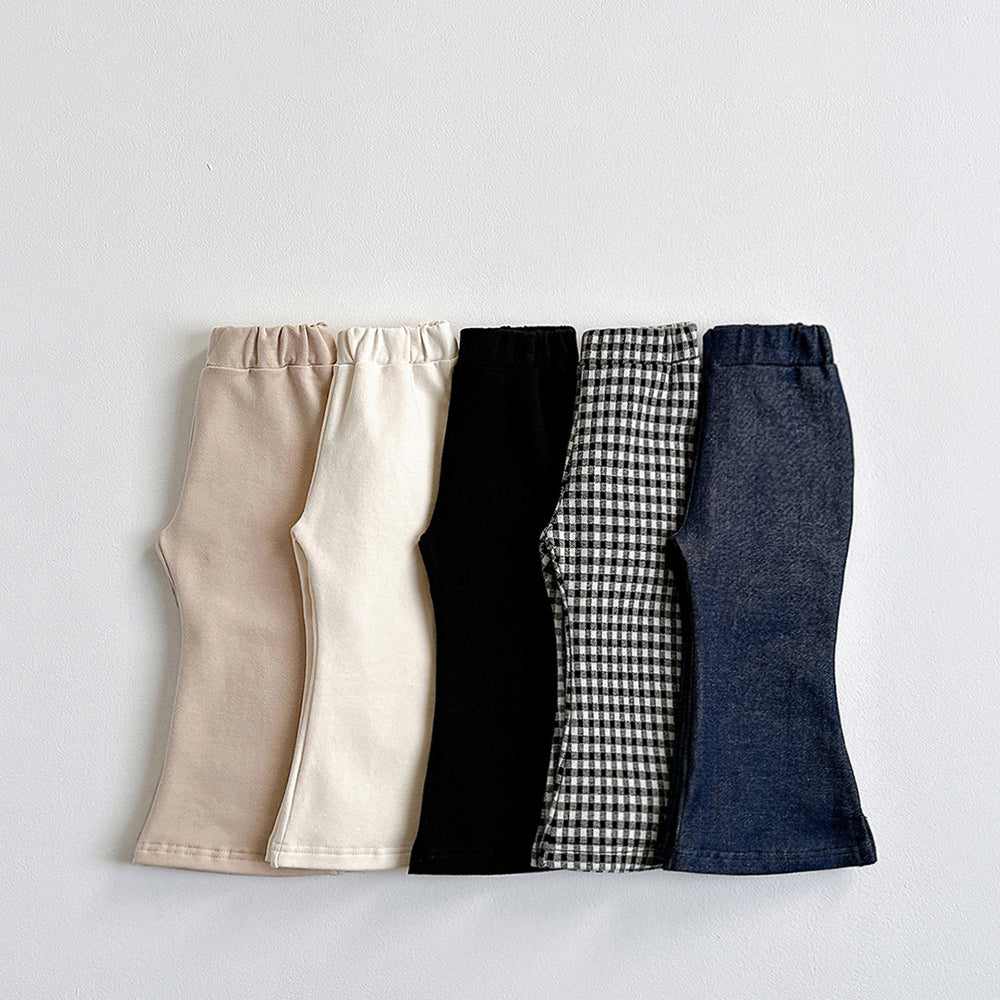 Vivid-I Slit flared pants (Cream / Beige / Black / Blue / Check) XS~JM
