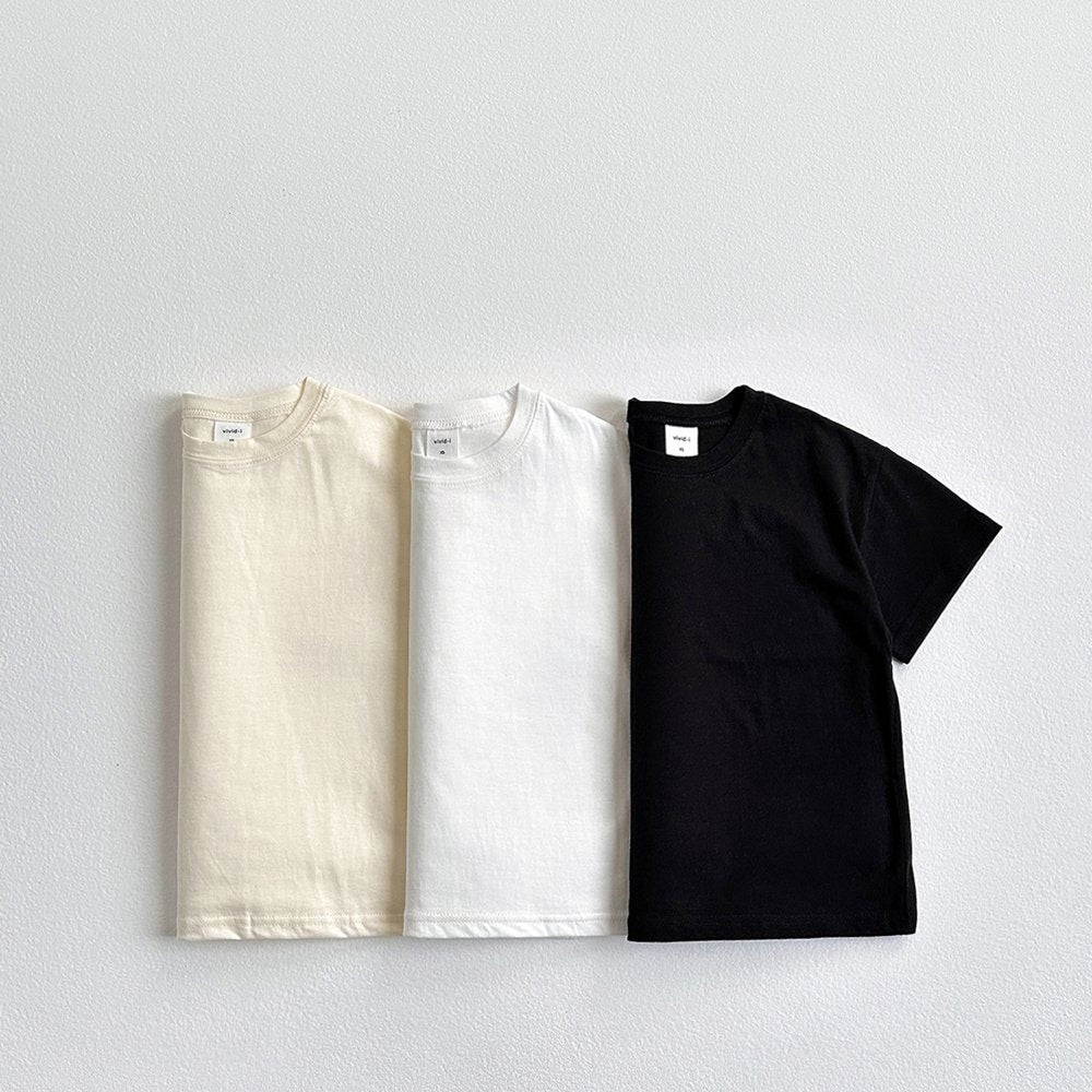 Vivid-I 25 Fall layered short-sleeve T-shirt (Ivory / Black / Cream) XS~JM