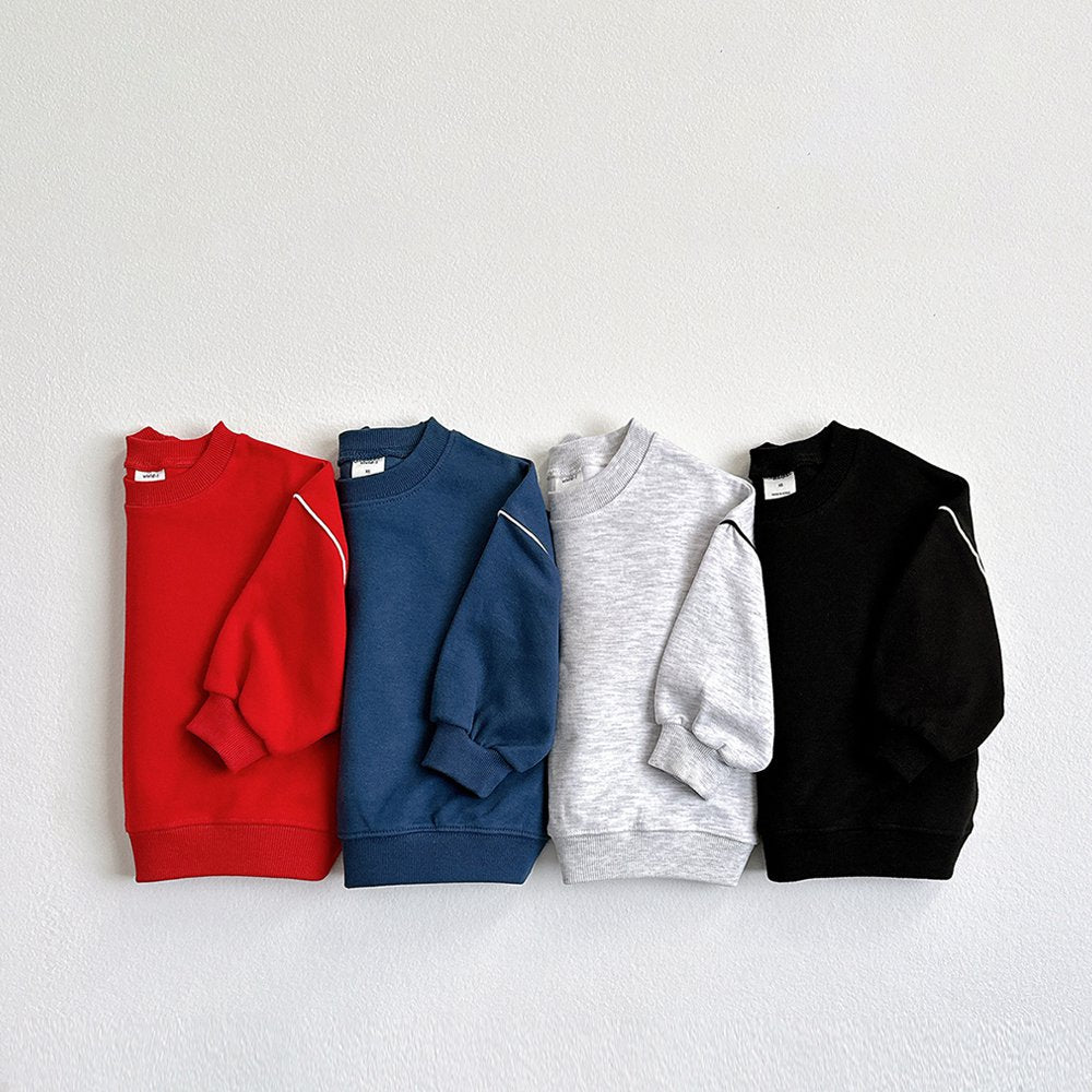 Vivid-I Piping Line Sweatshirt <Black / Red / Blue / Light Melange Gray> XS~JM