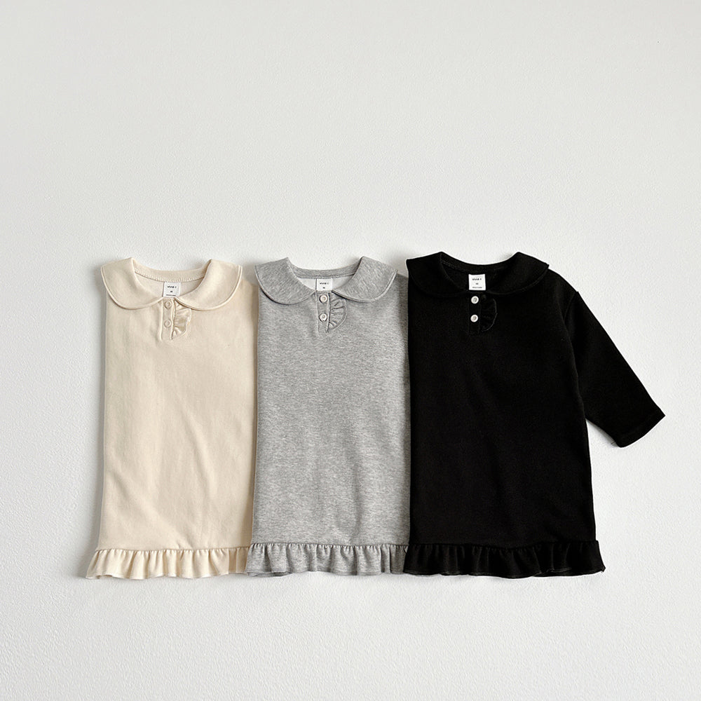 Vivd-I Single Layer Frill Dress <Cream/Black/Melange> XS~JM