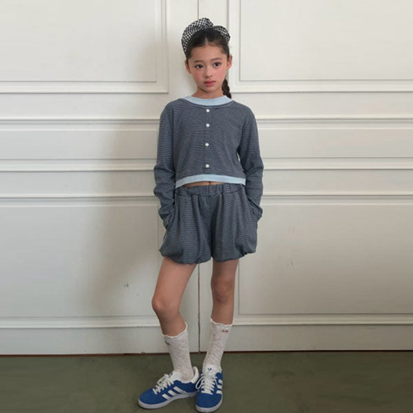 Ellymoly Madeleine Balloon Shorts <Blue/Melange> *5–15*