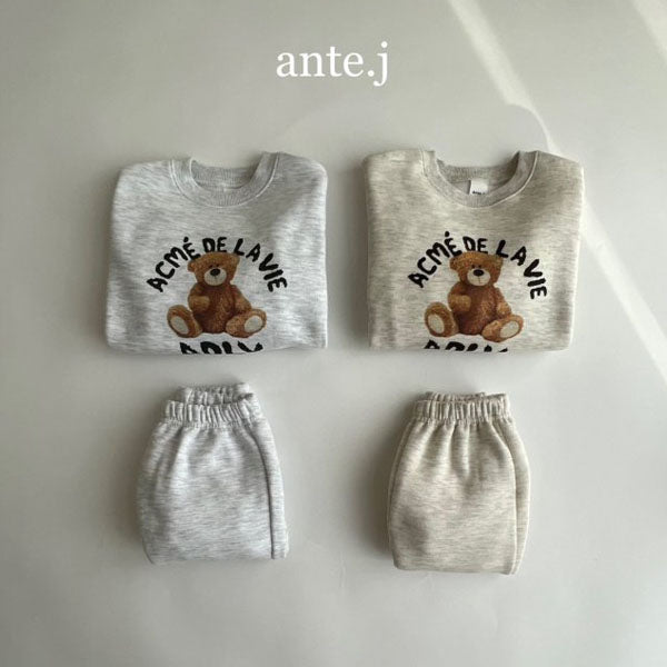 Ante.J Fleece Teddy Bear Set <White Melange/Oatmeal>  *S~JS*