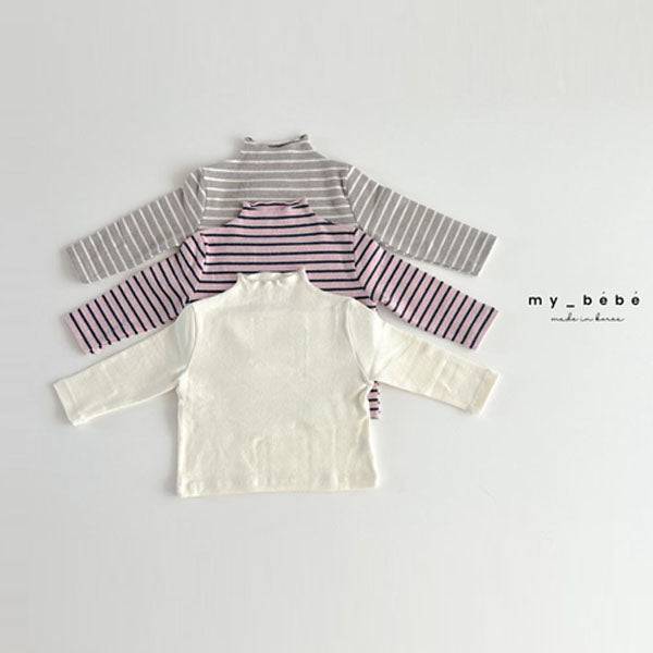 MyBebe Half Turtleneck Tee <Beige/Ivory/Pink> *XS~XL*