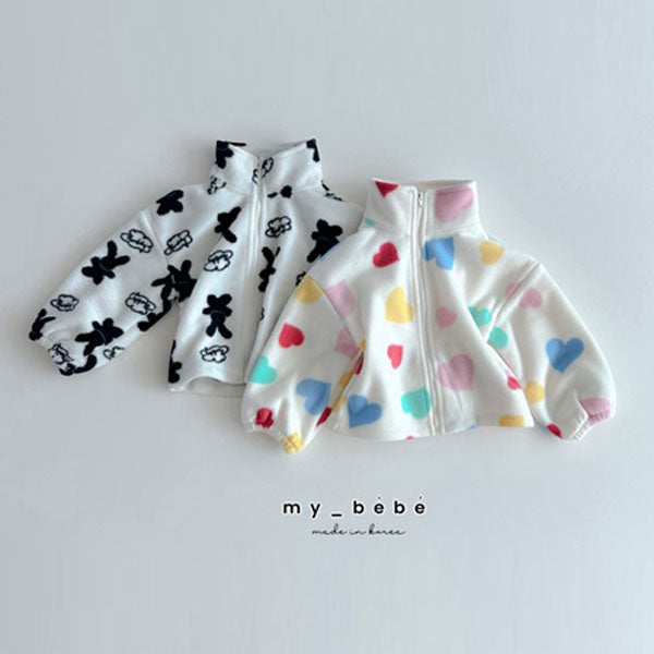 MyBebe Fleece Zip-up <Rabbit/Heart> *XS~XL*