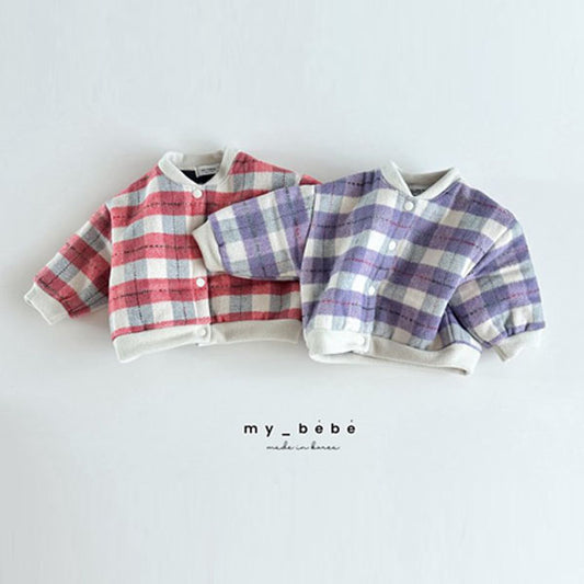 MyBebe Check Bonding Blouson <Crimson/Purple> *XS~XL*