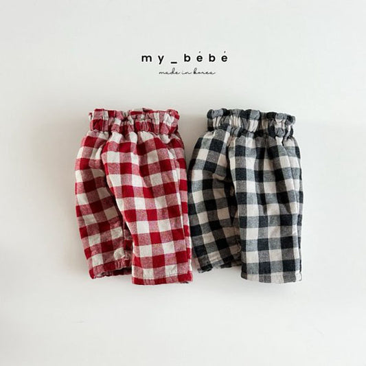 MyBebe Winter Check Bonding Pants <Red/Charcoal> *XS~XL*