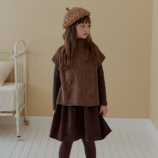 Bymimi Loose Vest knitwear <Oatmeal/Brown> *S~JM*