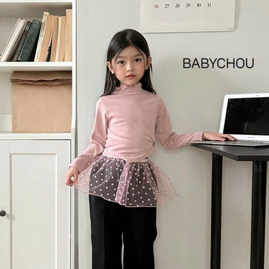 BabyChou Twiddle Turtleneck <Cream/Pink/Black>  *XS~JM*