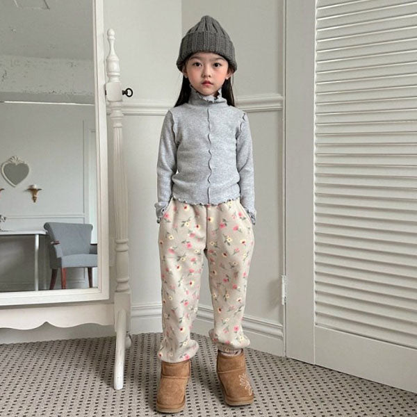 BabyChou Flower Fleece Jogger <Cream/Beige>  *XS~JM*