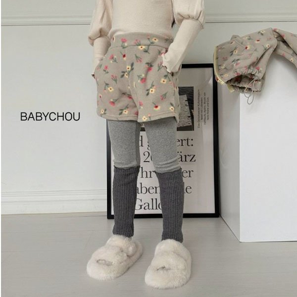 BabyChou Warm Leggings <Cream/Melange/Black>  *XS~JM*