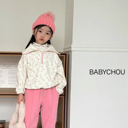 BabyChou Ollie Collar Sweatshirt <Pink/Light Blue>  *XS~JM*