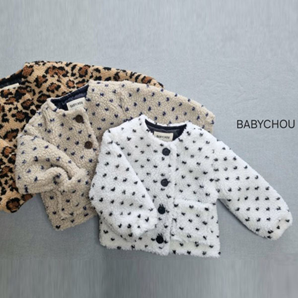 BabyChou Bailey Fleece Jumper <Ivory/Beige/Leopard>  *XS~JM*