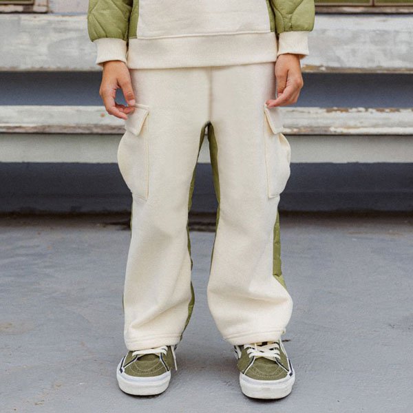 AppleSmile Quilted Cargo Pants <Khaki/Black> *5~19*