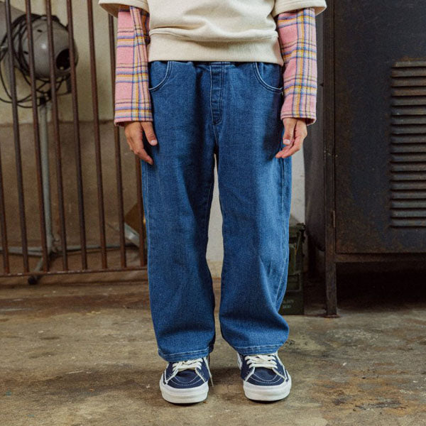 AppleSmile Double Pocket Pants <Denim/Black> *5~19*