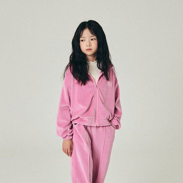 O.wen Heart Velour Hoodie <Melange/Pink> *XS~JL*