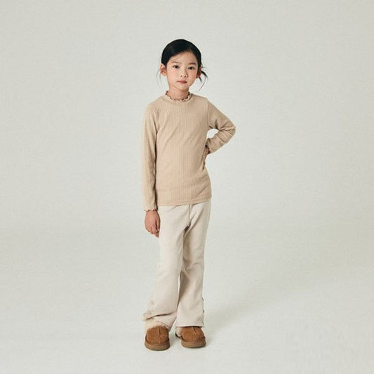 O.wen Double Tension Fleece Bootcut <Beige/Black> *XS~JL*