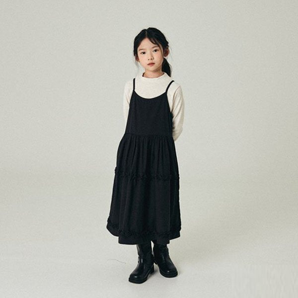 O.wen Frill Peach Fleece Dress <Cream/Black> *XS~JL*