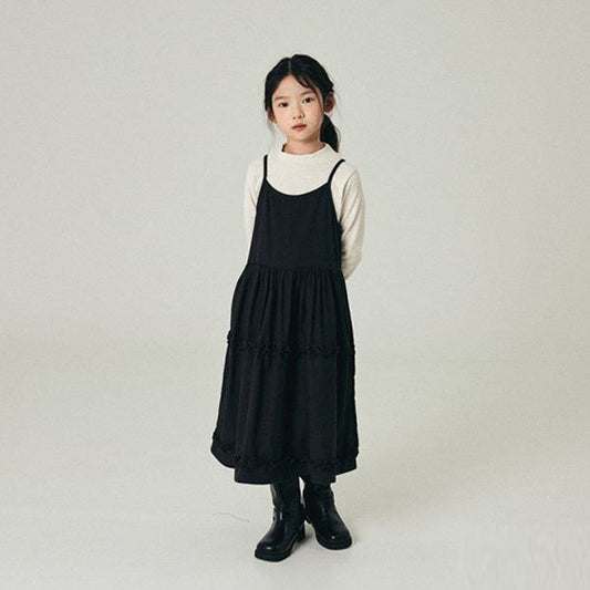 O.wen Frill Peach Fleece Dress <Cream/Black> *XS~JL*