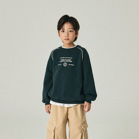 O.wen Line Lettering Fleece Sweatshirt <Oatmeal/Green> *XS~JL*