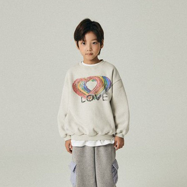 O.wen Rainbow Love Fleece Sweatshirt <Light Beige/Melange> *XS~JL*