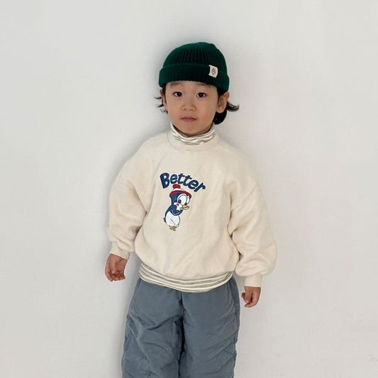 TheGoguma Cute Penguin Sweatshirt <Green Khaki/Cream> *XS~JL*