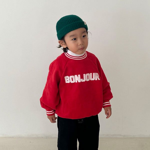 TheGoguma Bonjour Sweatshirt <Red/Ivory> *XS~JL*