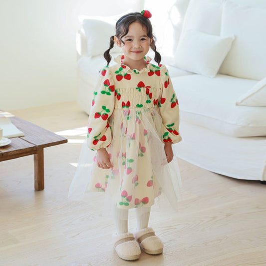 RicaKids Strawberry Dress <Ivory/Pink> *5~13*