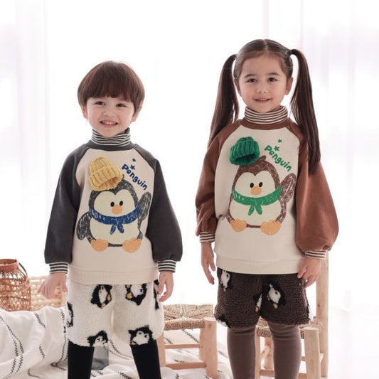 Cocorabbit Turtleneck Penguin Sweatshirt <Charcoal/Brown> *S~2XL*