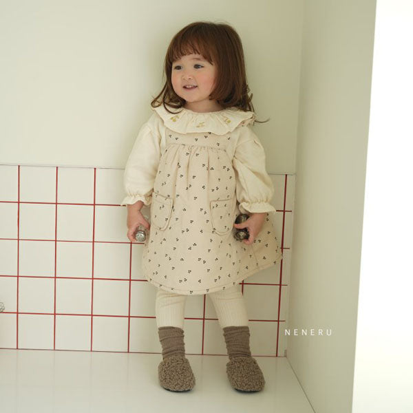 Neneru Frill Cherry Dress <Beige> *6M~18M*