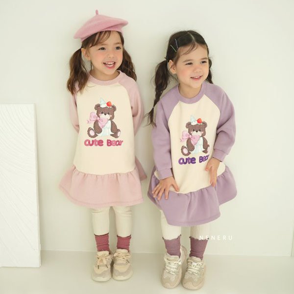 Neneru Cute Raglan Dress <Pink/Purple> *12M~XL*