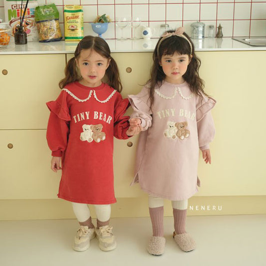 Neneru Tiny Bear Dress <Pink/Red> *XS~XL*