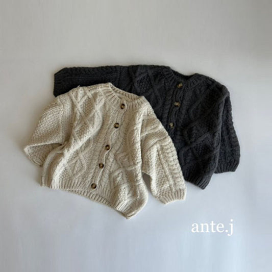 Ante.J Twisted Cardigan <Beige/Charcoal>  *80~130*