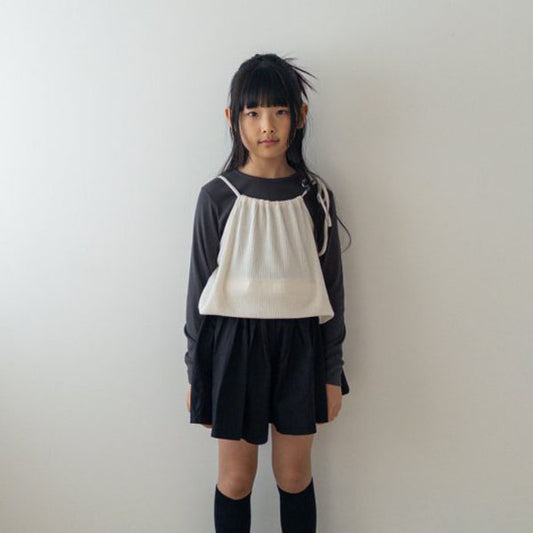 Oahu Petite tunnel sleeveless top <Cream / Charcoal> *XS–JXL*