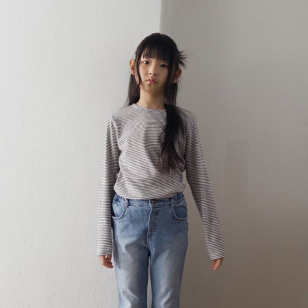 Oahu Base ribbed T-shirt <Ivory / Charcoal / Stripe> *XS–JXL*