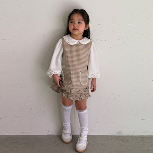 Ellymoly Little Pocket Dress <Beige/Charcoal> *5–15*