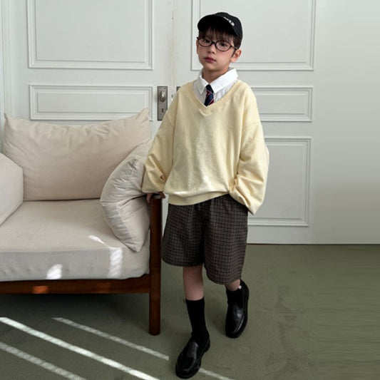 Ellymoly Day Fit Check Shorts <Blue/Beige/Brown> *5–19*