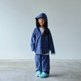 Normal Play Peter Pan Collar Check Hooded Shirt <Beige / Navy> 12M–JM