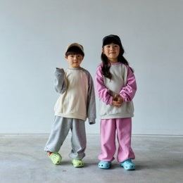 Normal Play Daily Raglan Top & Bottom Set <Melange / Yellow / Pink / Light Blue / Navy> 12M–JM