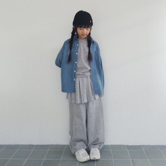 Oahu Momo pleated pants <Melange / Black> *XS–JXL*