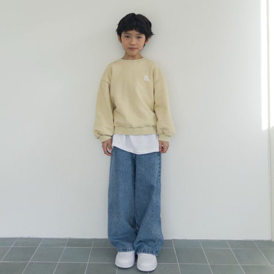 Oahu Fuzzy bootcut denim pants <Light blue denim / Black denim> *XS–JXL*