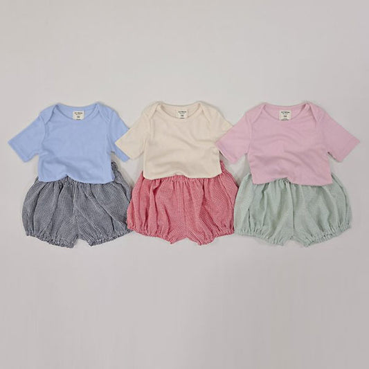 Soybean Pumpkin Chex Set  <Light Blue / Cream / Pink> Sizes XS–XL