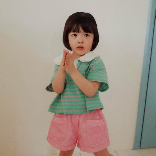 Mumu & Baba Chewing Collar T-shirt <Green> Sizes 5–15