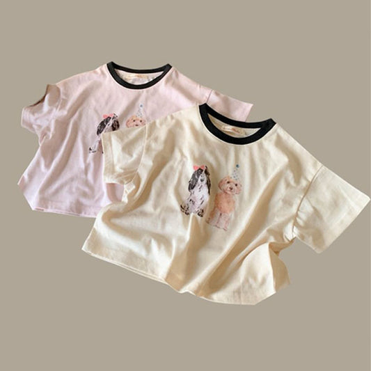 Mumu & Baba Bebe Dog T-shirt <Lilac / Beige> Sizes 5–15