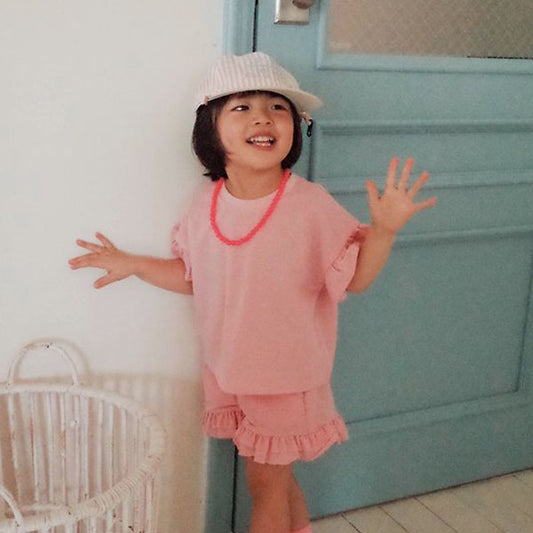 Mumu & Baba Pasta T-shirt <Pink / Beige> Sizes 5–15