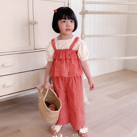Mumu & Baba Factory Set Pants <Red Check / Brown> Sizes 5–15