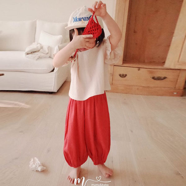 Mumu & Baba Two-way linen pants <Blue / Red / Brown / Dark Navy> Sizes 5–15