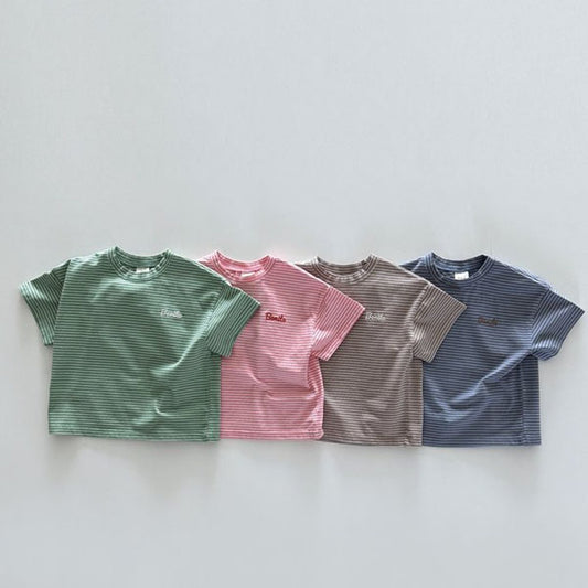 Bonito Stripe Span Tee <Green/Brown/Deep Blue/Pinnk> *12M ~JM(135~140cm)